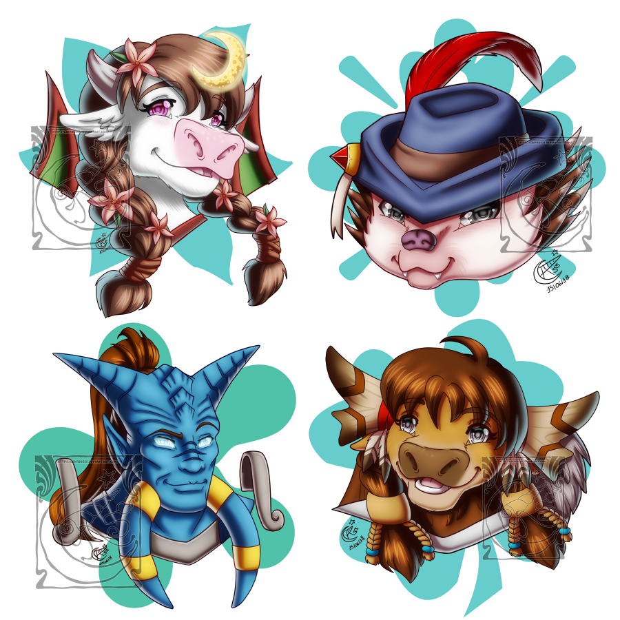 Patreon - Portrait rewards - June18 by LadyRosse