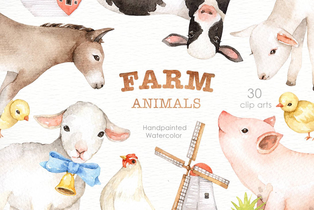 Farm Animals Watercolor clipart by genohut914 on DeviantArt
