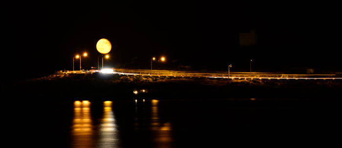 Moon above the expressway