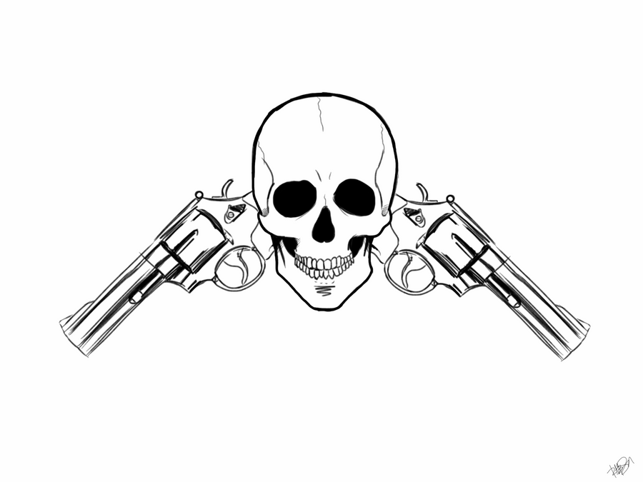 Guns and Skull by BigEvilGorilla on DeviantArt