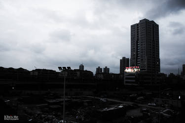 City under nightfall sky