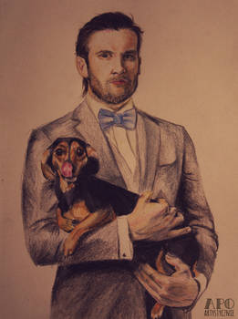 Clive Standen with sausage dog