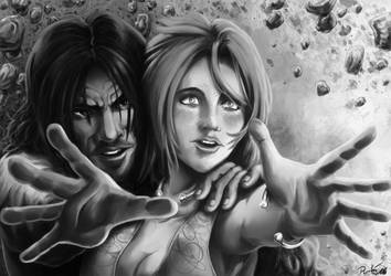 Jawaad et Lisa noir et blanc by psychee-ange
