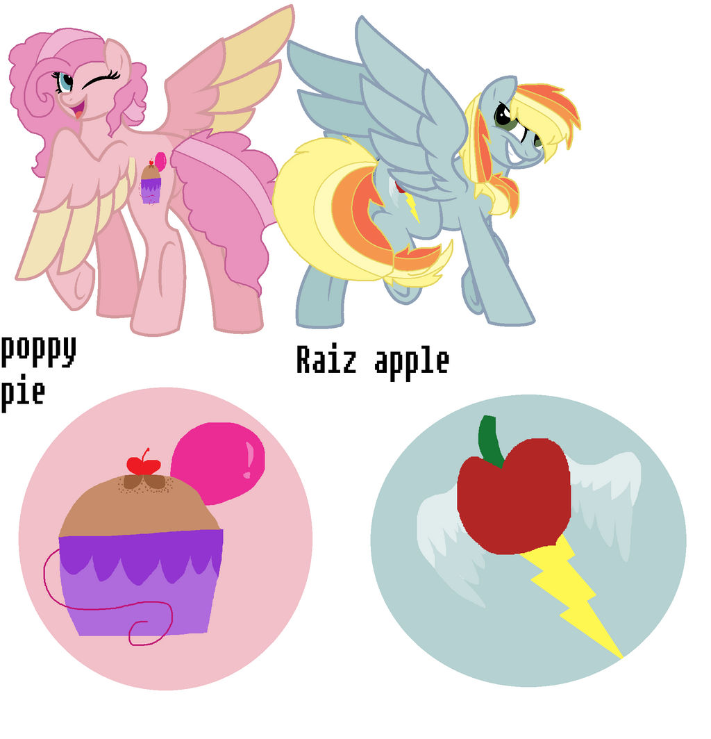 poppy pie and Raiz apple (weird mlp next gen)