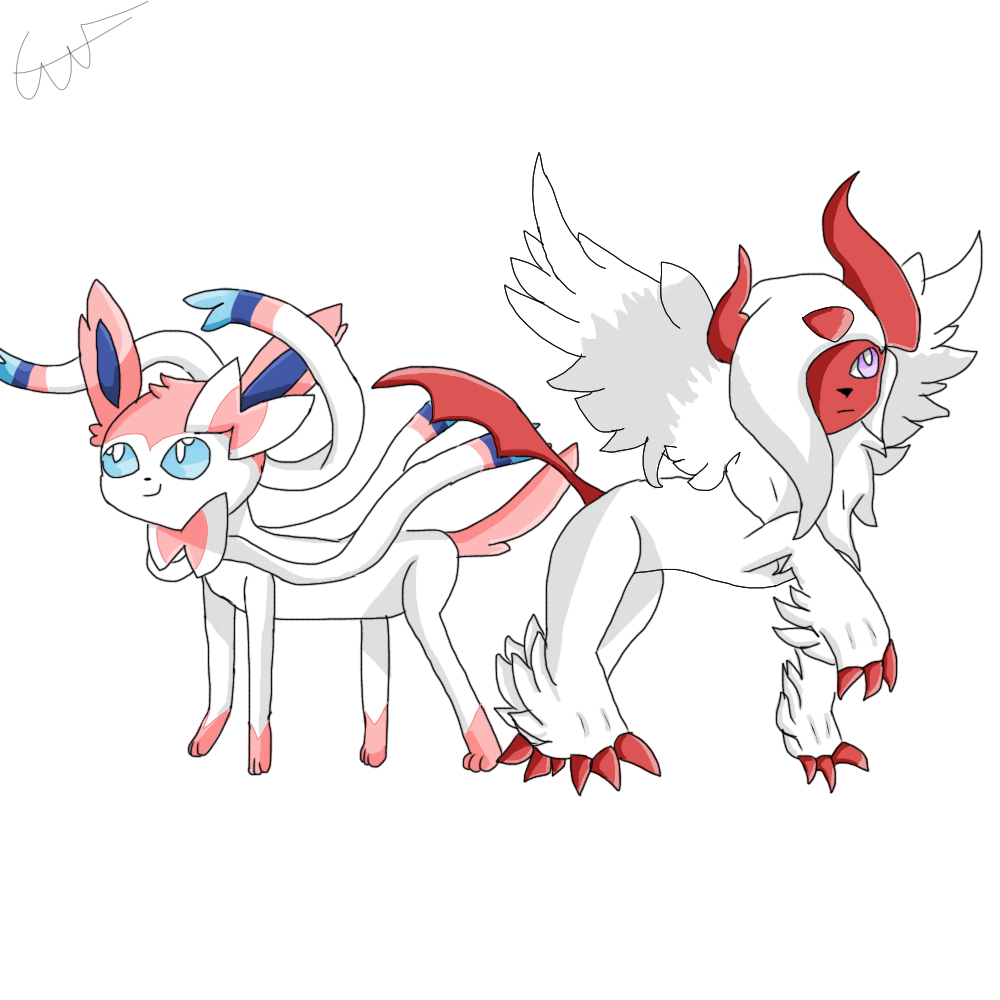 Sylveon and shiny mega absol