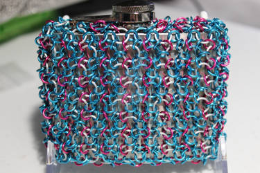 Cotton Candy Inspired Chainmaille Wrapped Flask