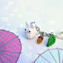 Kawaii Amigurumi Totoro Keychain w/ Acorn and Leaf