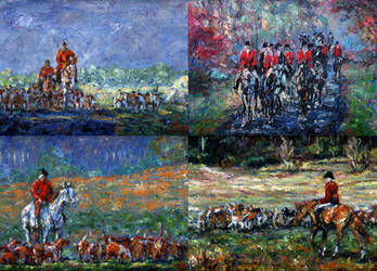 Four Fox Hunting Paintings by linandara