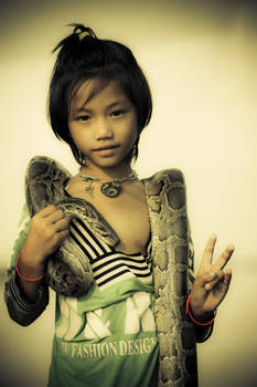 snake girl in Cambodia