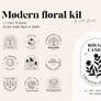 Line floral logo kit. Organic labels