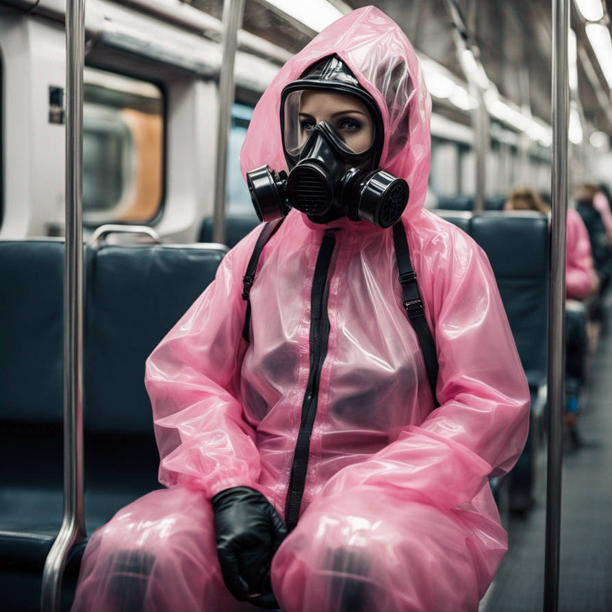 Woman wearing transparent pink plastic pyjamas and by laserbill on ...