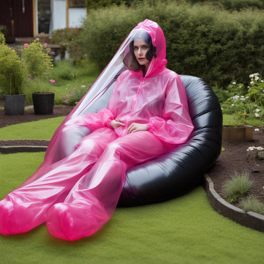 Woman wearing transparent pink plastic pyjamas and by laserbill on ...