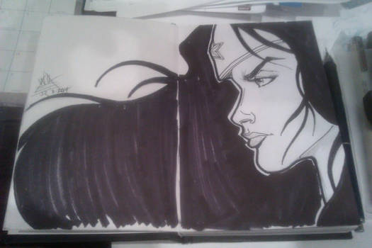 Wonder Woman sketchbook pen sketch