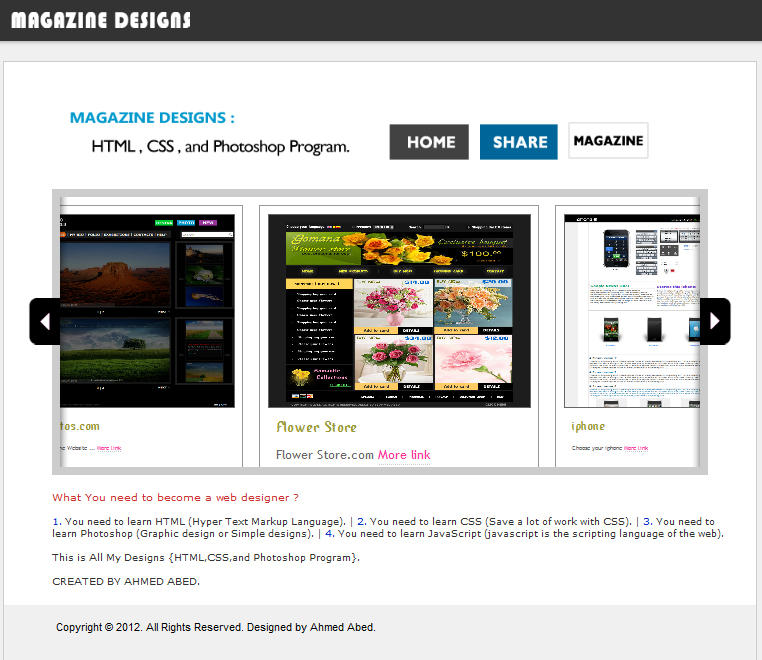 Photoshop Design Css Designs { HTML,CSs and Photoshop program } by AHMED-ABED on DeviantArt