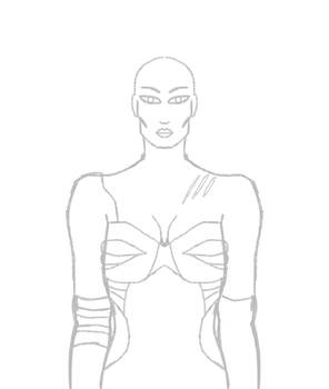 WIP - rough sketch of a cyberpunk transwoman
