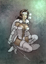 Marina in fur armor by OSK-studio