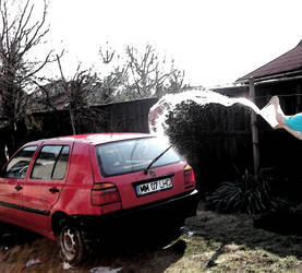 Washing car