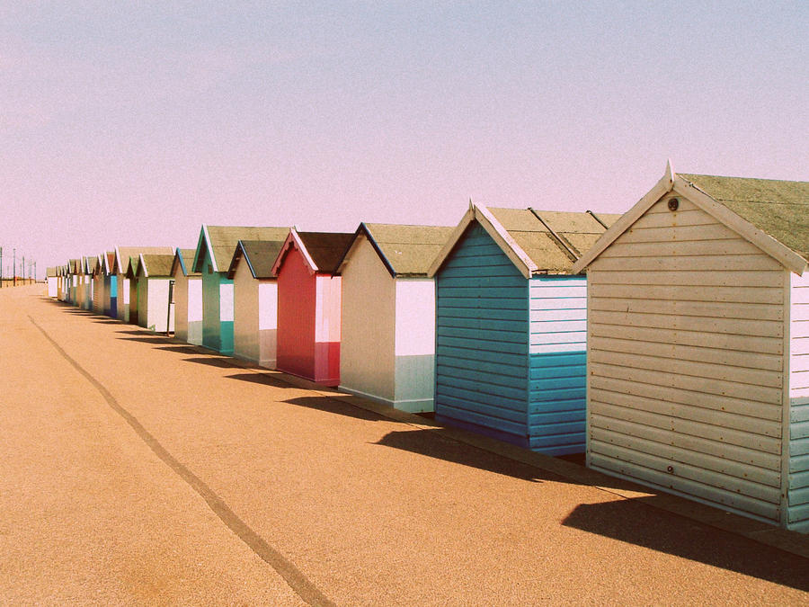beach huts.