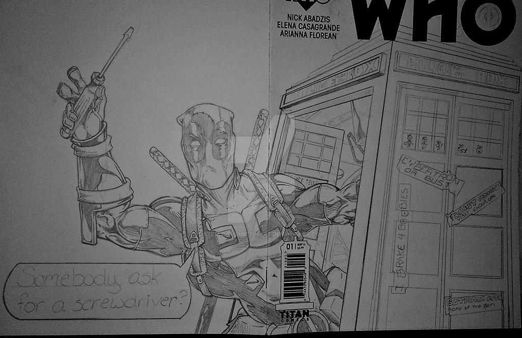 Deadpool Dr Who sketch cover WIP