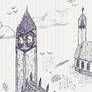 Church Clock Tower Sketch