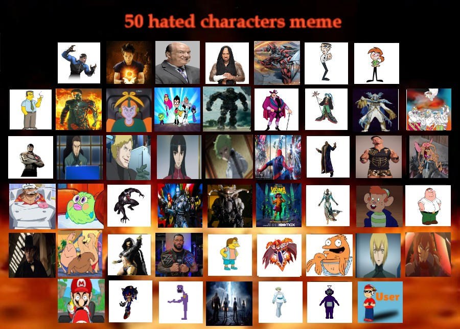 Top 50 Worst Characters in all of media! by HeavyDaBoss on DeviantArt