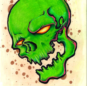 Happy Green Skull