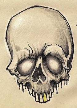 Black And Grey Skull Doodle