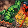 Red She hulk is super punching the incredible hulk