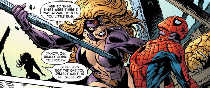 Titania beating up Spiderman