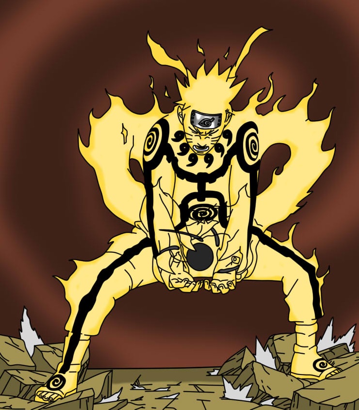Rasinga Naruto Nine Tails Chakra Mode Rasengan