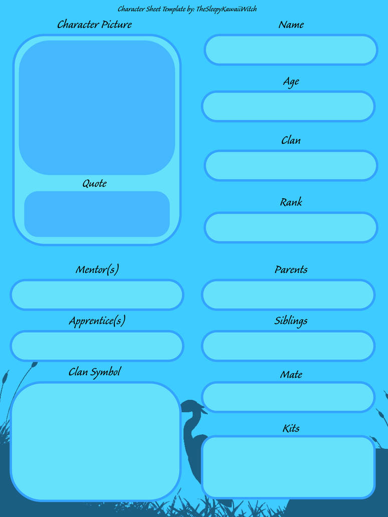 Warrior Cats Character Template Water Themed by TheSleepyKawaiiWitch