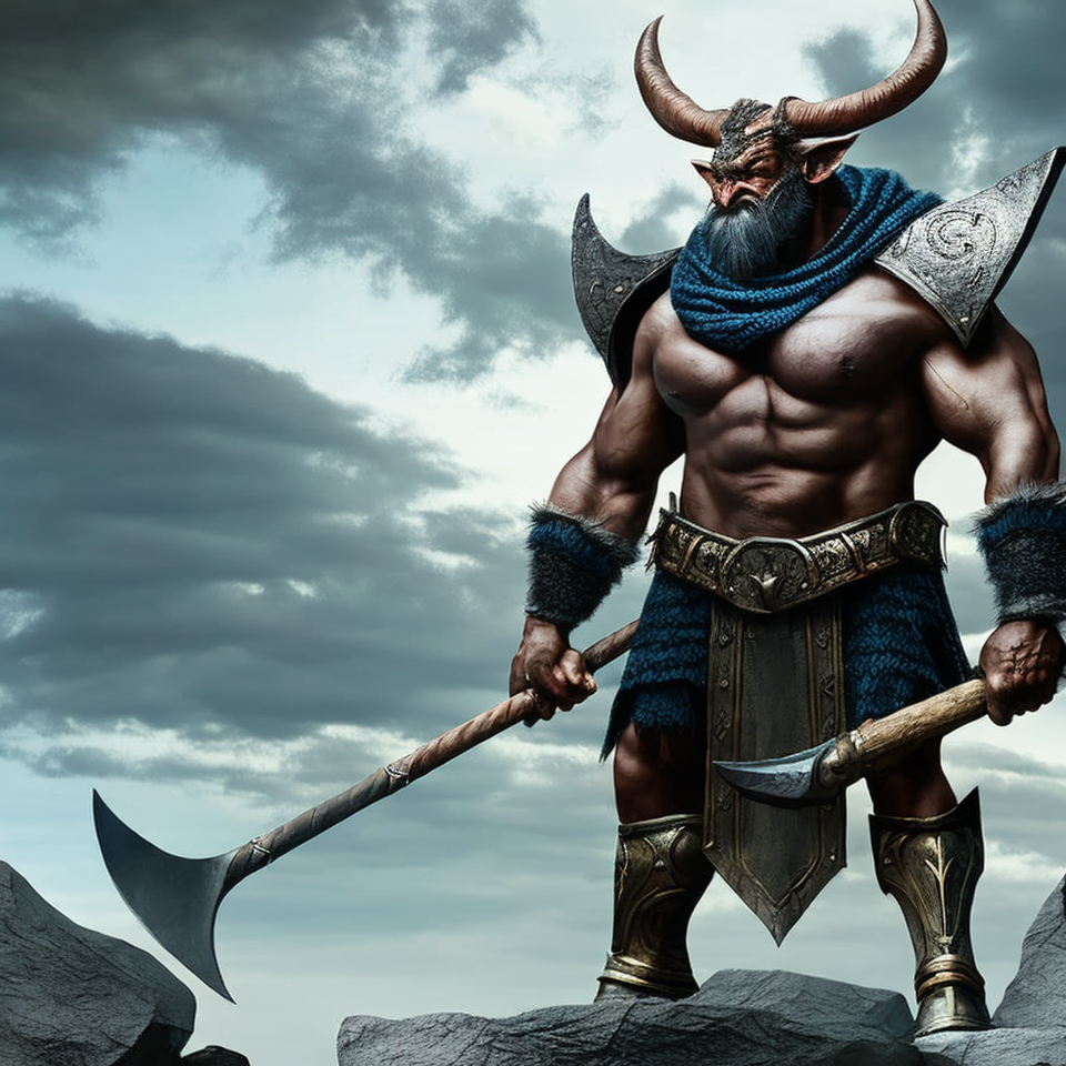 Half-Minotaur Half-Dwarf Warrior by DarkstoneStudios on DeviantArt