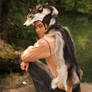 Blue-Eyed Black Coyote Headdress - SALE