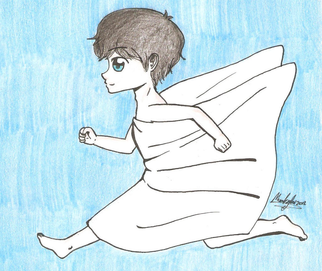 Sherlock running with his sheet
