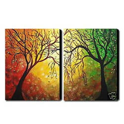 Trees Oil Painting - Set of 2 - Free Shipping