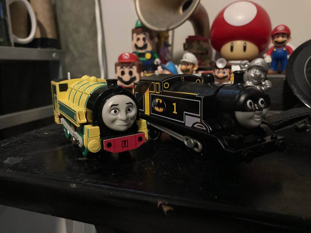 Trackmaster Yellow Victor and Batman Thomas by IanJamesMoore on DeviantArt