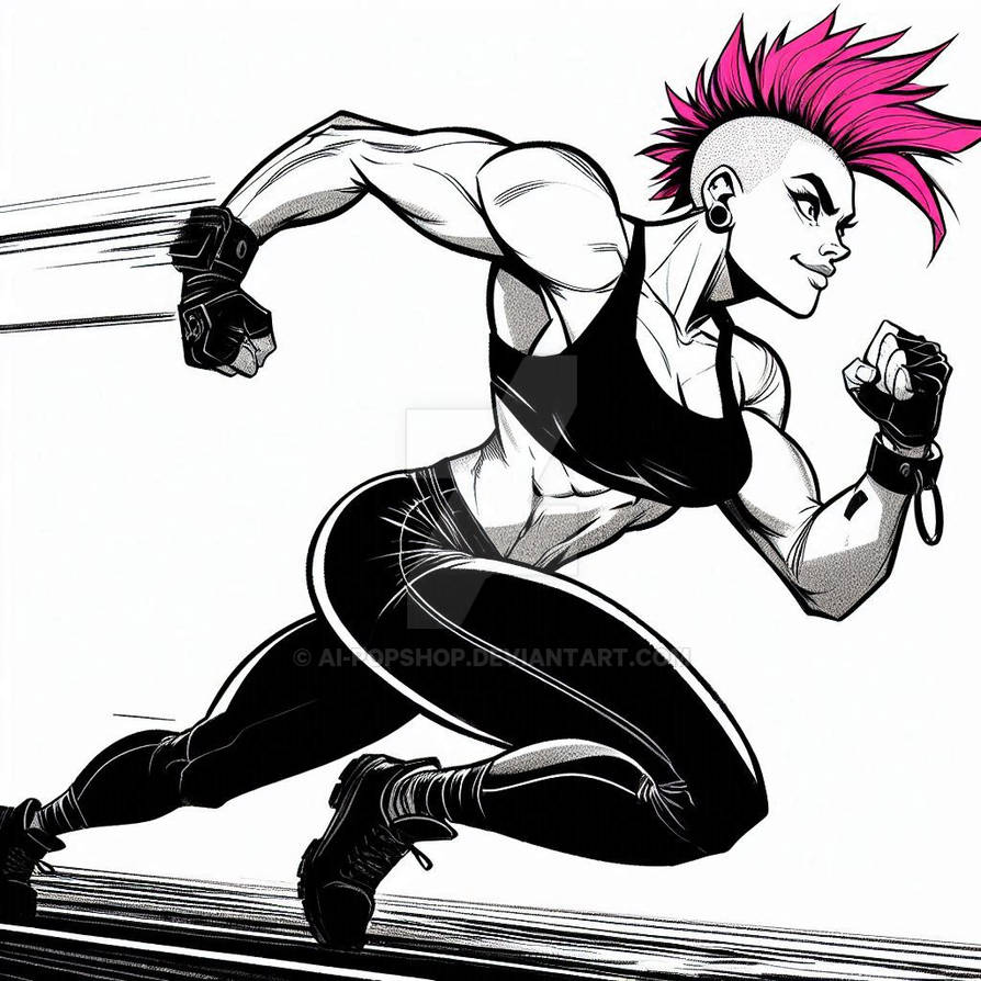 Buff Punk Girl Running by AI-POPSHOP on DeviantArt