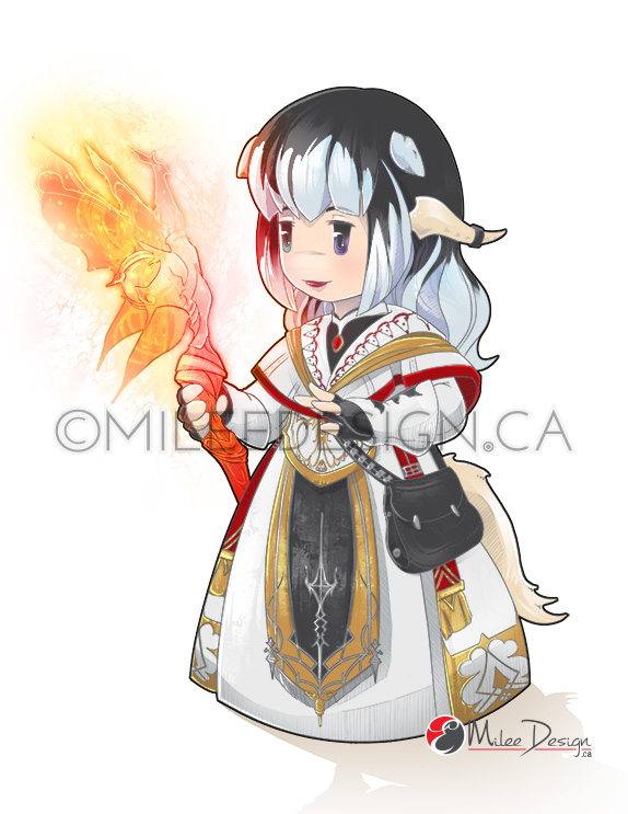 FFXIV Fanart Commission : Aura Chibi White Mage