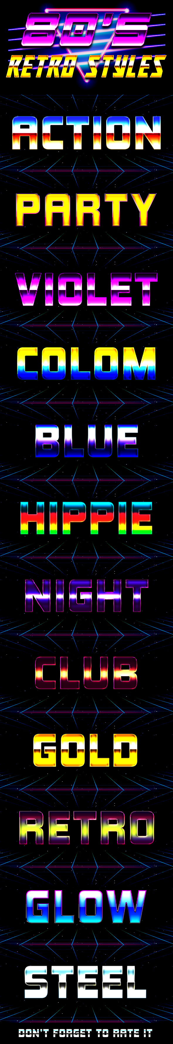 80's Retro Text Effect Styles