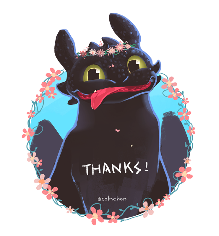 Toothless with flowers