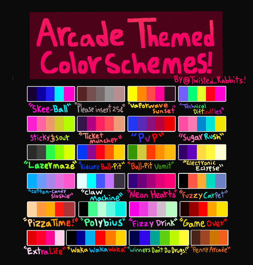 Arcade Themed Color Schemes! by twistedrabbits on DeviantArt