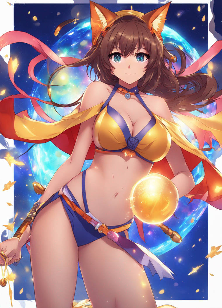 Catgirl Bikini Cape Magic Wand 01