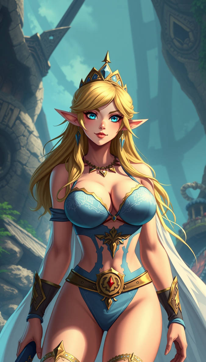 Princess Zelda in blue lingerie