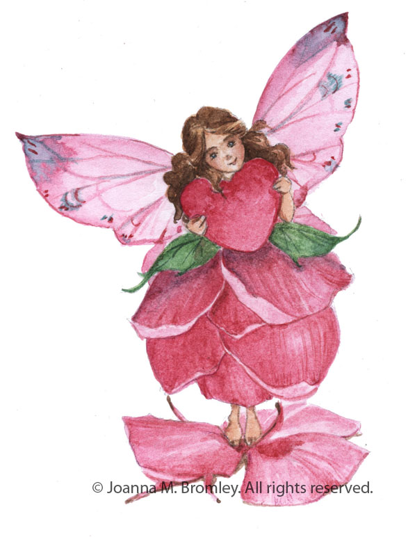 Rose Petal Fairy Holding Heart