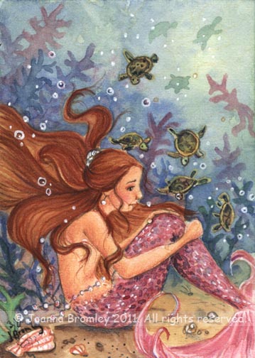 ACEO Mermaid and Baby Turtles