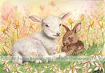 ACEO Lamb and Bunny by JoannaBromley