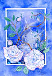 Sky Blue Pink Roses by JoannaBromley