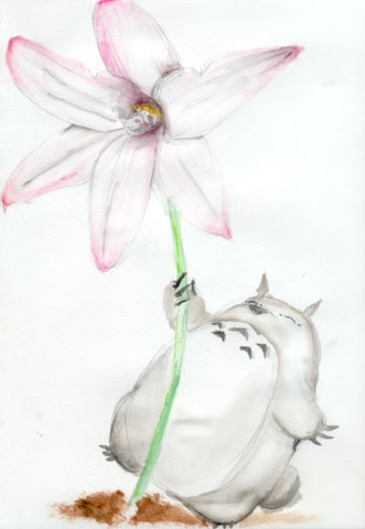 Totoro and a lily