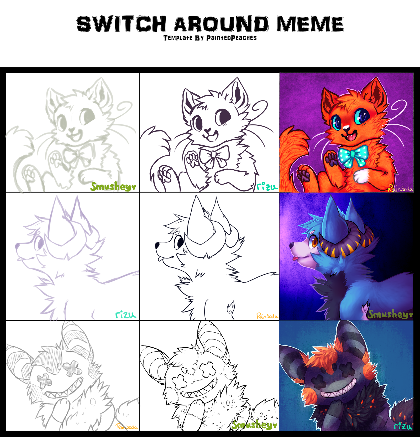 Switch around meme with rizusaur and rainsoda!