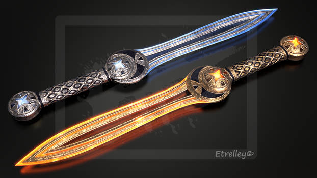 Rigel and Mira - Twin blades - OC by Etrelley